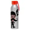 Aluminum Sports Bottle 650ml – Silver with Red Cap and Silicone Strap