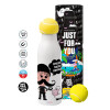 Tennis ball Metal mug thermos White, double wall, 550ml