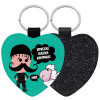 Μπρελόκ PU δερμάτινο glitter καρδιά ΜΑΥΡΟ
