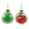 Στολίδι Χριστουγεννιάτικη μπάλα δένδρου διάφανη με πράσινο γέμισμα 8cm
