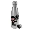 Metallic water bottle, stainless steel, 750ml