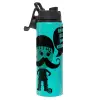Metallic water bottle with safety lid, 850ml aluminum