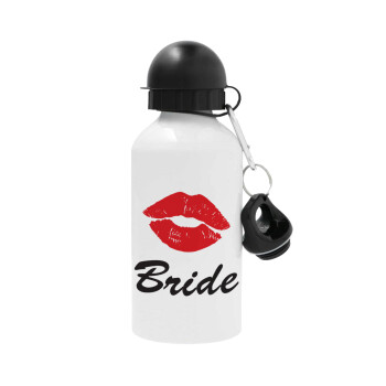 Bride kiss, Metal water bottle, White, aluminum 500ml