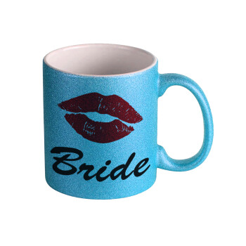 Bride kiss, Κούπα Σιέλ Glitter που γυαλίζει, κεραμική, 330ml