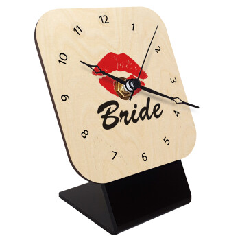 Bride kiss, Quartz Table clock in natural wood (10cm)