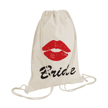 Bride kiss, Τσάντα πλάτης πουγκί GYMBAG natural (28x40cm)