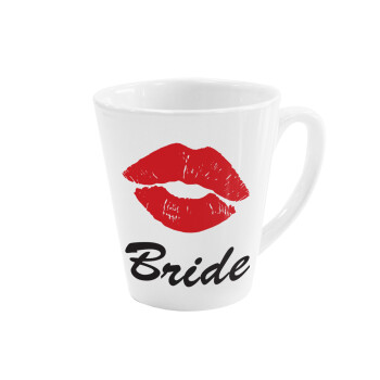 Bride kiss, Κούπα κωνική Latte Λευκή, κεραμική, 300ml