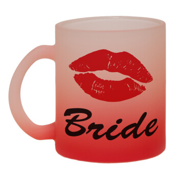 Bride kiss, Κούπα γυάλινη δίχρωμη με βάση το κόκκινο ματ, 330ml