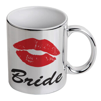 Bride kiss, Mug ceramic, silver mirror, 330ml