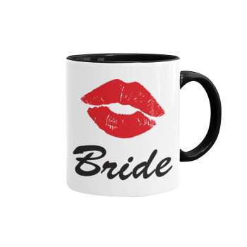 Bride kiss, Κούπα χρωματιστή μαύρη, κεραμική, 330ml