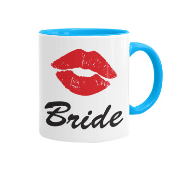 Bride kiss, Mug colored light blue, ceramic, 330ml