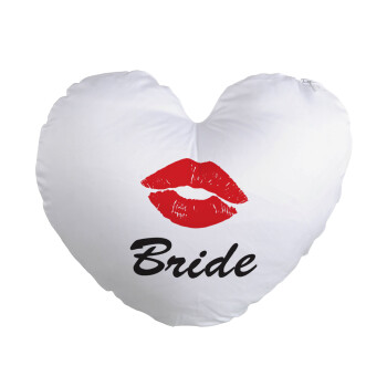 Bride kiss, Μαξιλάρι καναπέ καρδιά 40x40cm περιέχεται το  γέμισμα