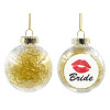 Transparent Christmas tree ball ornament with gold filling 8cm
