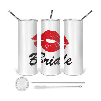 Bride kiss, 360 Eco friendly ποτήρι θερμό (tumbler) από ανοξείδωτο ατσάλι 600ml, με μεταλλικό καλαμάκι & βούρτσα καθαρισμού