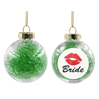 Bride kiss, Χριστουγεννιάτικη μπάλα δένδρου διάφανη με πράσινο γέμισμα 8cm