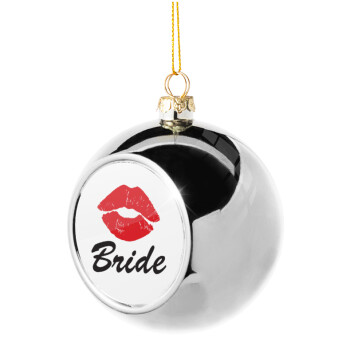 Bride kiss, Χριστουγεννιάτικη μπάλα δένδρου Ασημένια 8cm