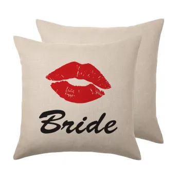 Bride kiss, Μαξιλάρι καναπέ ΛΙΝΟ 40x40cm περιέχεται το  γέμισμα