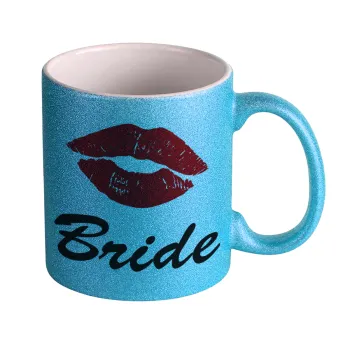 Bride kiss, Κούπα Σιέλ Glitter που γυαλίζει, κεραμική, 330ml