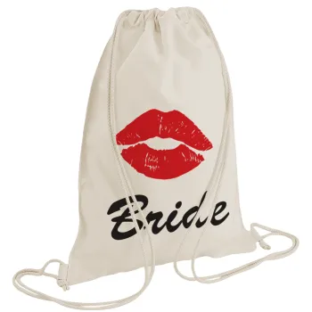 Bride kiss, Backpack bag GYMBAG natural (28x40cm)