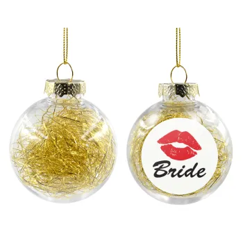 Bride kiss, Transparent Christmas tree ball ornament with gold filling 8cm