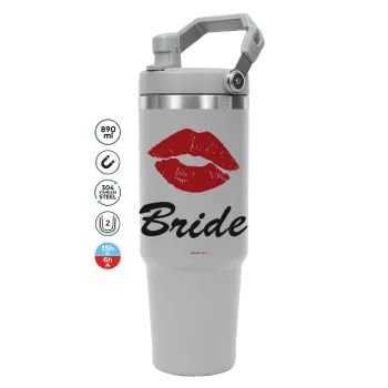 Bride kiss, GREY color, 890ml (30oz) stainless Steel Tumbler with Handle