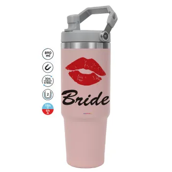 Bride kiss, Pink color, 890ml (30oz) stainless Steel Tumbler with Handle