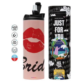 Bride kiss, Tumbler stainless steel PINK 600ml