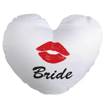 Bride kiss, Μαξιλάρι καναπέ καρδιά 40x40cm περιέχεται το  γέμισμα