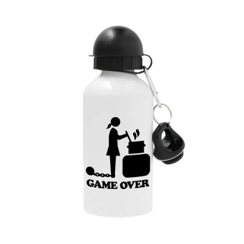 Woman Game Over, Metal water bottle, White, aluminum 500ml