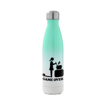 Woman Game Over, Metal mug thermos Green/White (Stainless steel), double wall, 500ml