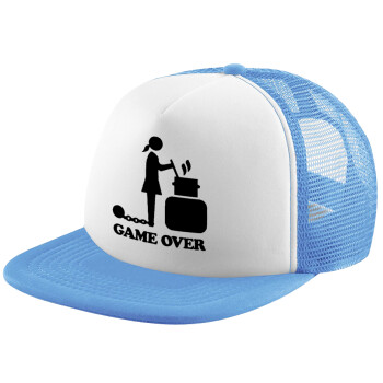 Woman Game Over, Καπέλο Soft Trucker με Δίχτυ Γαλάζιο/Λευκό