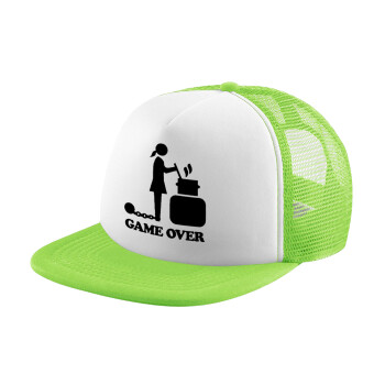 Woman Game Over, Καπέλο Soft Trucker με Δίχτυ Πράσινο/Λευκό