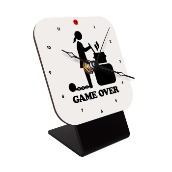 Woman Game Over, Quartz Wooden table clock with hands (10cm)