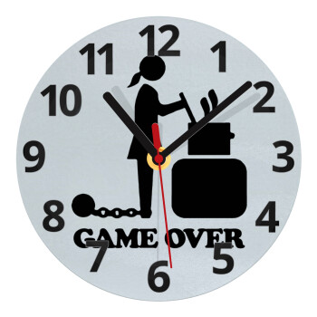 Woman Game Over, Ρολόι τοίχου γυάλινο (20cm)