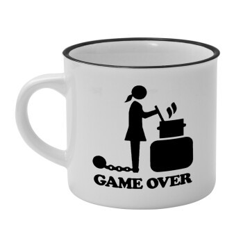 Woman Game Over, Κούπα κεραμική vintage Λευκή/Μαύρη 230ml
