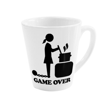 Woman Game Over, Κούπα κωνική Latte Λευκή, κεραμική, 300ml