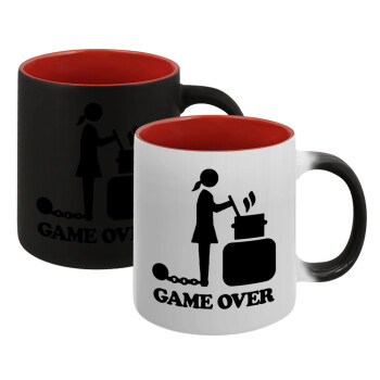 Woman Game Over, Κούπα Μαγική εσωτερικό κόκκινο, κεραμική, 330ml που αλλάζει χρώμα με το ζεστό ρόφημα (1 τεμάχιο)