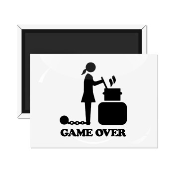 Woman Game Over, Ορθογώνιο μαγνητάκι ψυγείου διάστασης 9x6cm