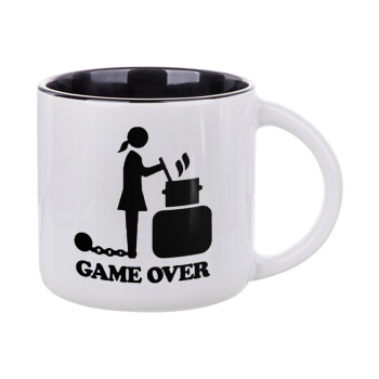 Woman Game Over, Κούπα κεραμική 400ml Λευκή/Μαύρη