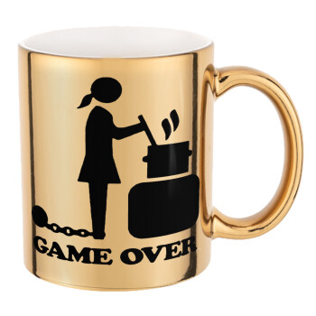 Woman Game Over, Κούπα κεραμική, χρυσή καθρέπτης, 330ml