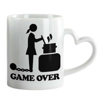 Woman Game Over, Mug heart handle, ceramic, 330ml