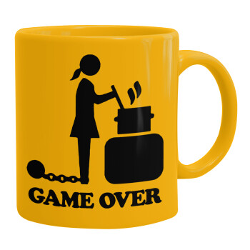 Woman Game Over, Ceramic coffee mug yellow, 330ml