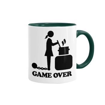 Woman Game Over, Mug colored green, ceramic, 330ml