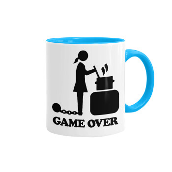 Woman Game Over, Mug colored light blue, ceramic, 330ml