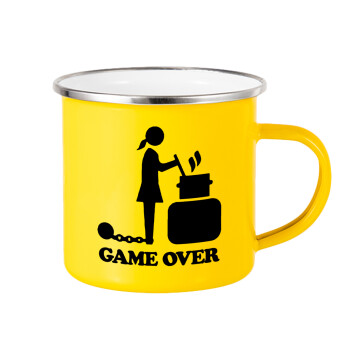 Woman Game Over, Κούπα Μεταλλική εμαγιέ Κίτρινη 360ml