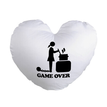 Woman Game Over, Μαξιλάρι καναπέ καρδιά 40x40cm περιέχεται το  γέμισμα