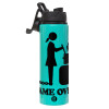 Metallic water bottle with safety lid, 850ml aluminum