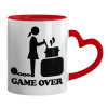 Mug heart red handle, ceramic, 330ml