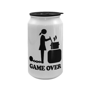 Woman Game Over, Κούπα ταξιδιού μεταλλική με καπάκι (tin-can) 500ml