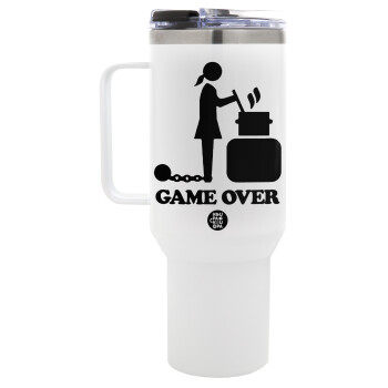 Woman Game Over, Mega Stainless steel Tumbler with lid, double wall 1,2L